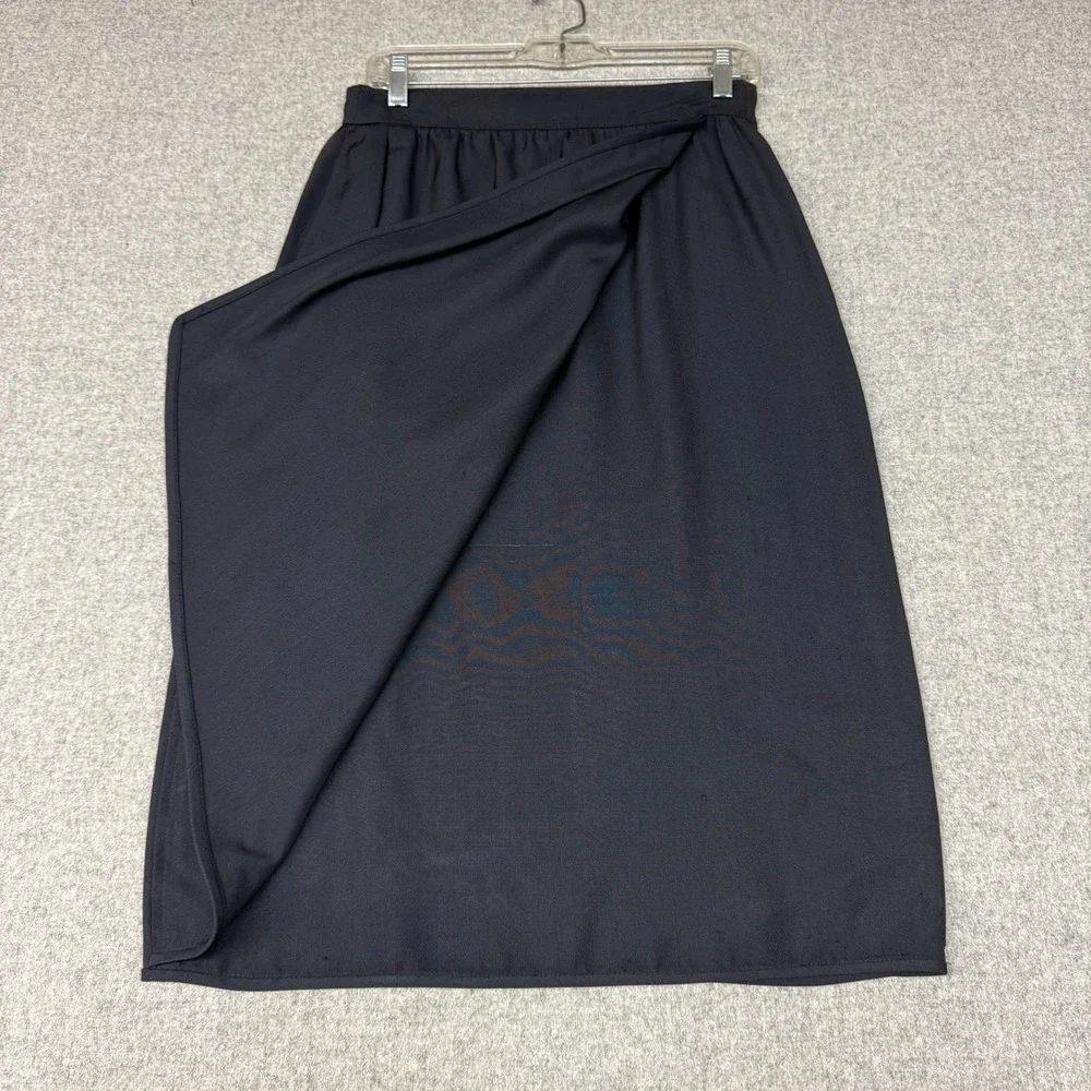 Emanuel Ungaro Parallele Paris Silk Wrap Skirt IT 44 US 8 Navy Blue Vintage Ital